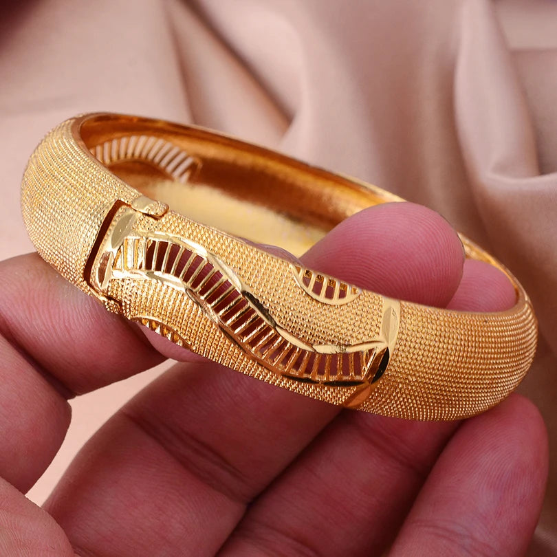 24K 1pcs  France Dubai Bangles Gold Jewelry Gold Color Bangles For Ethiopian Bangles & Bracelets Ethiopian Jewelry Bangles
