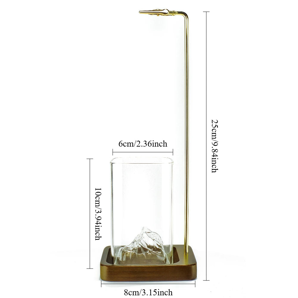 2 in 1 Fragrance Rack Anti-ash Aromatherapy Stove, Removable 3D Volcanic Glass Ash Tray with Walnut Base (suitable for Incense)