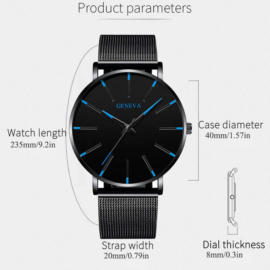 Classic and fashionable men's and women's quartz watches with mesh straps, cool watches, simple and casual couple watches, busin