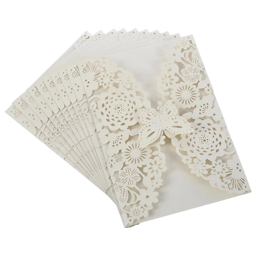 10pcs 3D Butterfly Wedding Invitation Card Flower Bithday Cards Girl Debut Invitations Laser Cut Hollow Out Party Cards 5R size