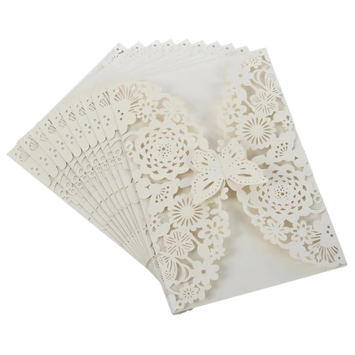 10pcs 3D Butterfly Wedding Invitation Card Flower Bithday Cards Girl Debut Invitations Laser Cut Hollow Out Party Cards 5R size