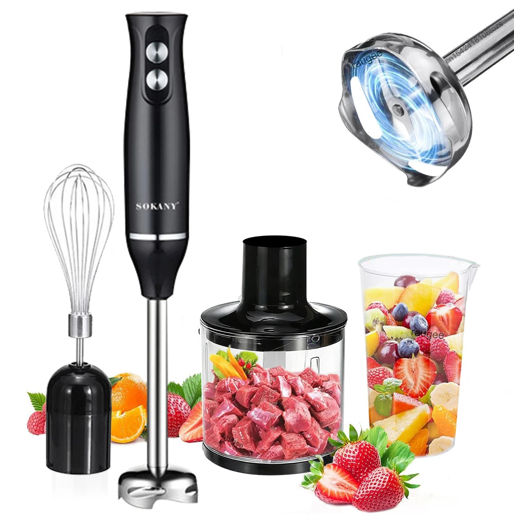 4in1 Electric Blender Multifunctional Kitchen Hand Blender with Meat Chopper Egg Beater Vegetable Baby Food Portable Blender
