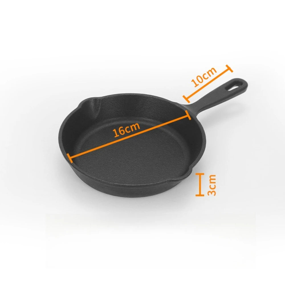 Cast Iron Skillets Round Reusable Frying Pans Griddle Egg Pan Suitable for Indoor Outdoor Stove Grill Home Kitchen Cookware