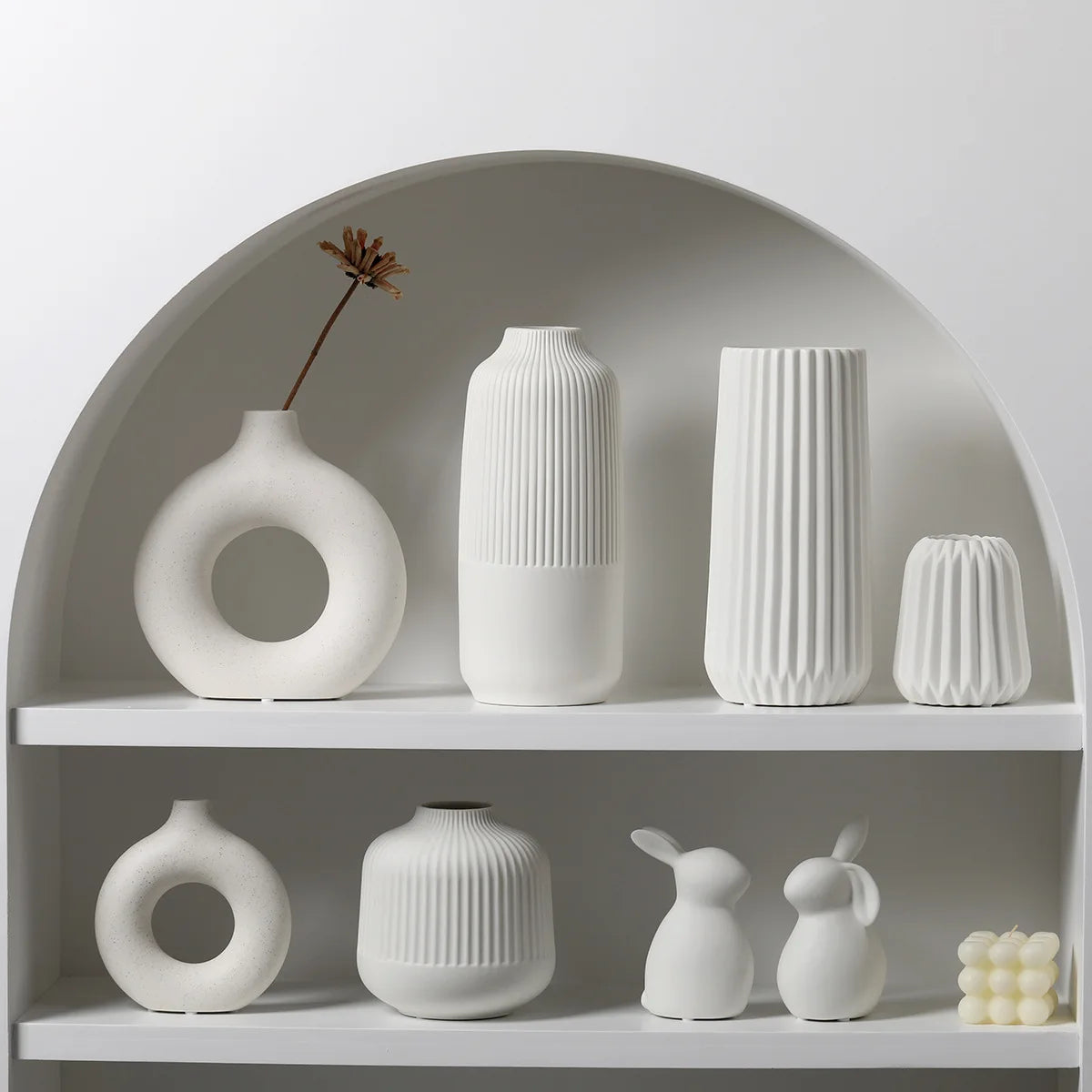 Ceramic Vase Decoration Living Room Flower Arrangement Decoration Light Luxury High-end Flower Arrangement Handicraft Decoration