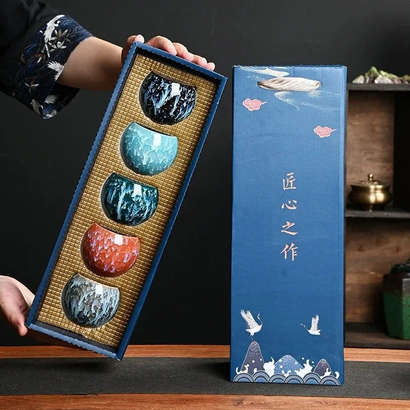Beautiful Unusual China Goods Tea Accessories Teedose Ceramic Cup Set Teeware Teware For 5 People For Tea Samovar Ceremony Gifts