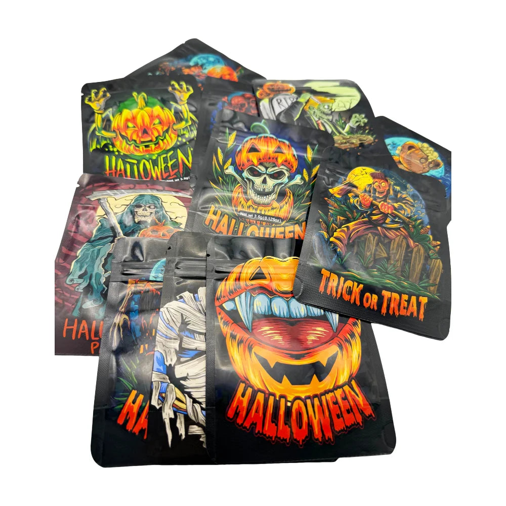 50Pcs Smell Proof Bags Mylar Holographic Resealable Bags Foil Pouch Ziplock Bags for Halloween Favor Storage Jewelry Packaging