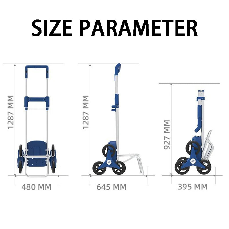 Electric Climbing Shopping Cart Large Capacity Silent Electric Handcart Household Portable Foldable Shopping Bag with Wheels