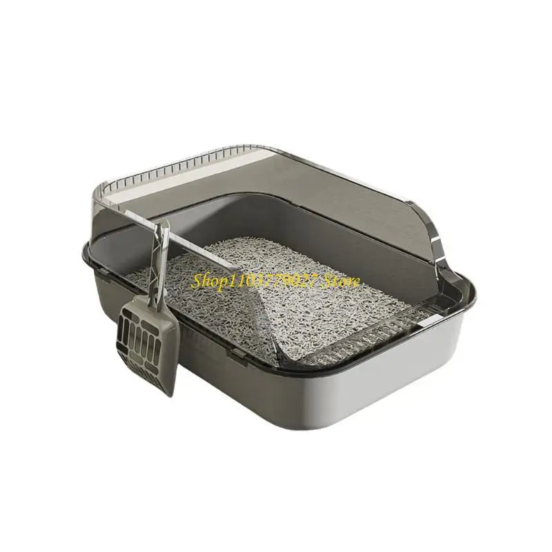C4DF Semi Covered Pet Toilet Easy to Clean Plastic Litter Tray for Home Use