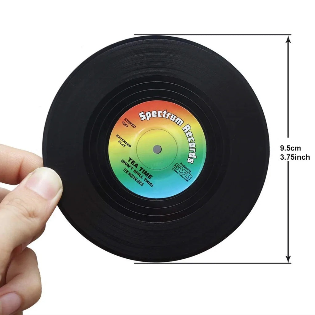 6/12pc Vinyl Record Coasters Absorbent Retro Style Home Decor Hot Coffee Cup Placement Pads Effective Protection of The Desktop
