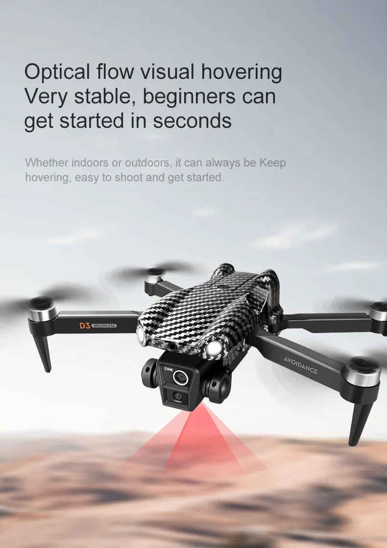 1 Set D3 Drone HD Aerial Photography Brushless Motor Dual Camera Obstacle Avoidance Optical Flow Positioning New Year Present