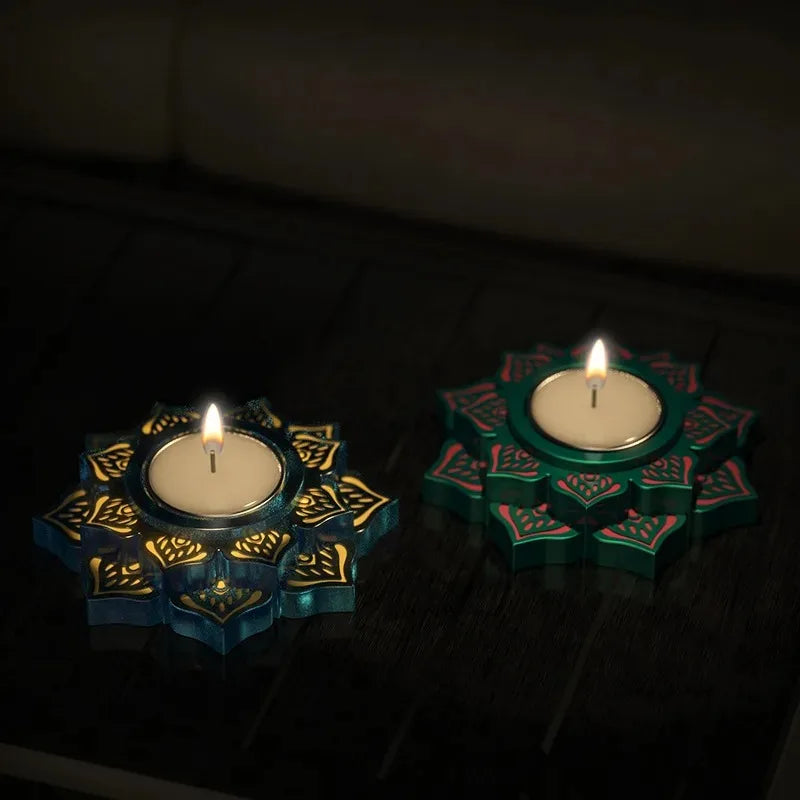 Concrete Candle Jar Silicone Mould Round Lotus Candle Holder Cement Plaster Mold DIY Handmade Epoxy Resin Candlestick Mould Tool