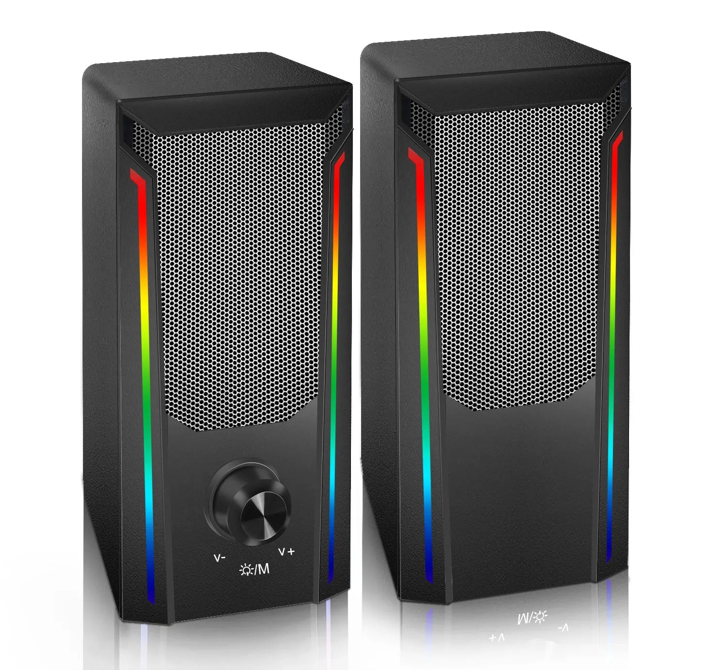 Bluetooth Computer Speakers, Dynamic RGB Desktop Speaker, 32W HiFi Stereo Bluetooth 5.0 or 3.5mm Aux-in PC Speakers, Wired USB P