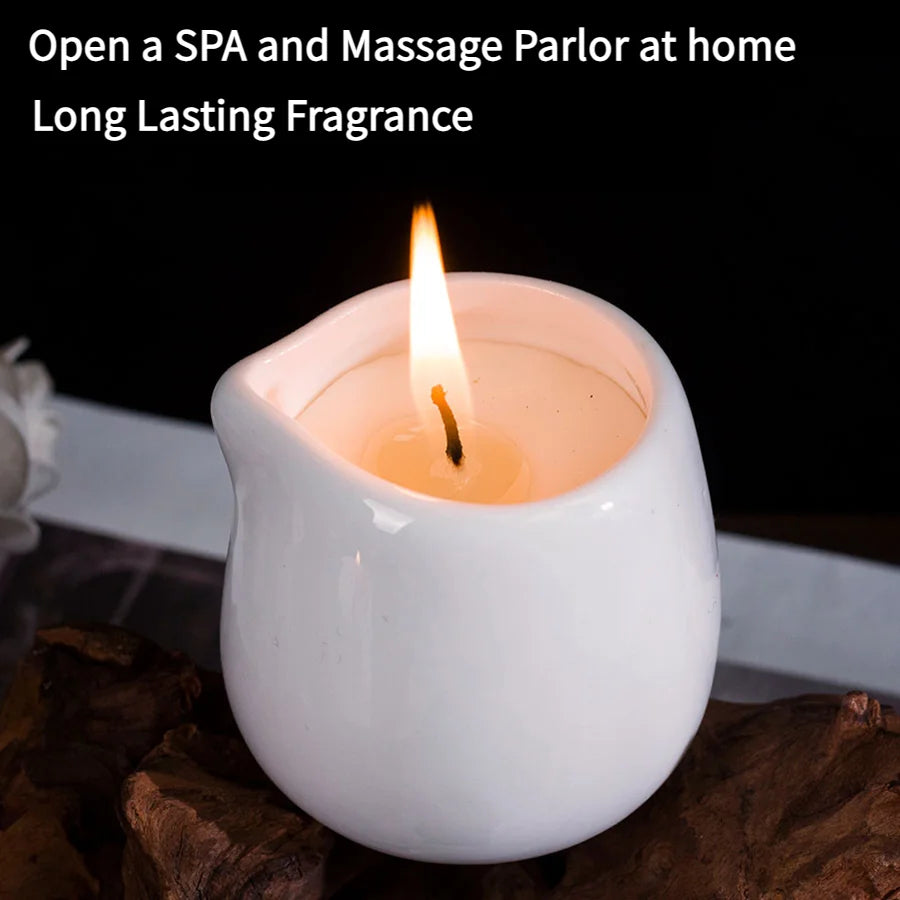 1pc Amber Vanilla massage essential oil candle, coconut wax, heating, body open back SPA romantic holder home decor valentines