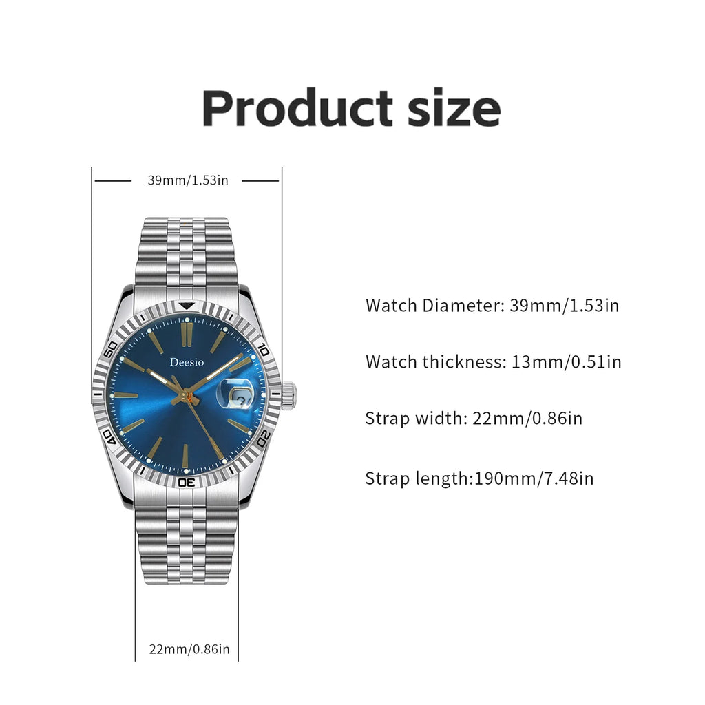 Deesio Automatic Mechanical Watch for Men Luxury Stainless Steel Waterproof Luminous Business Dress Wristwatch Sapphire Glass