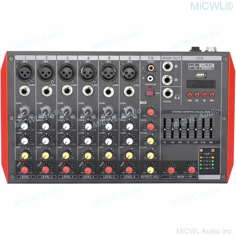 Factory Cost 8 Channel Bluetooth Stereo Mixer P800 Sound Mixing DJ Console 7-EQ XLR 48V Phantom 4 6 In-Put