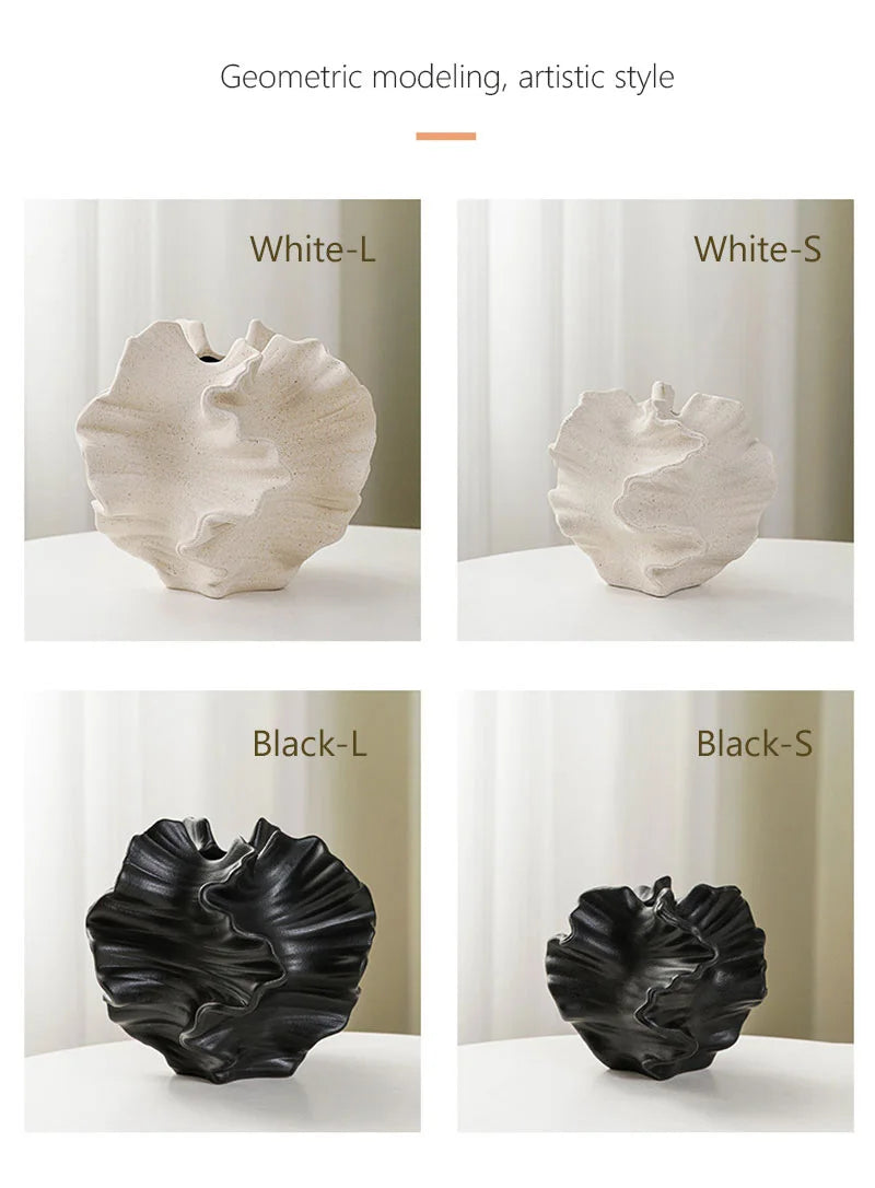 Ceramic Coral Vase Nordic Art Dry Flower Vase Pot Beige Matte Container for Flower Pampas Grass Living Room Tabletop Decoration