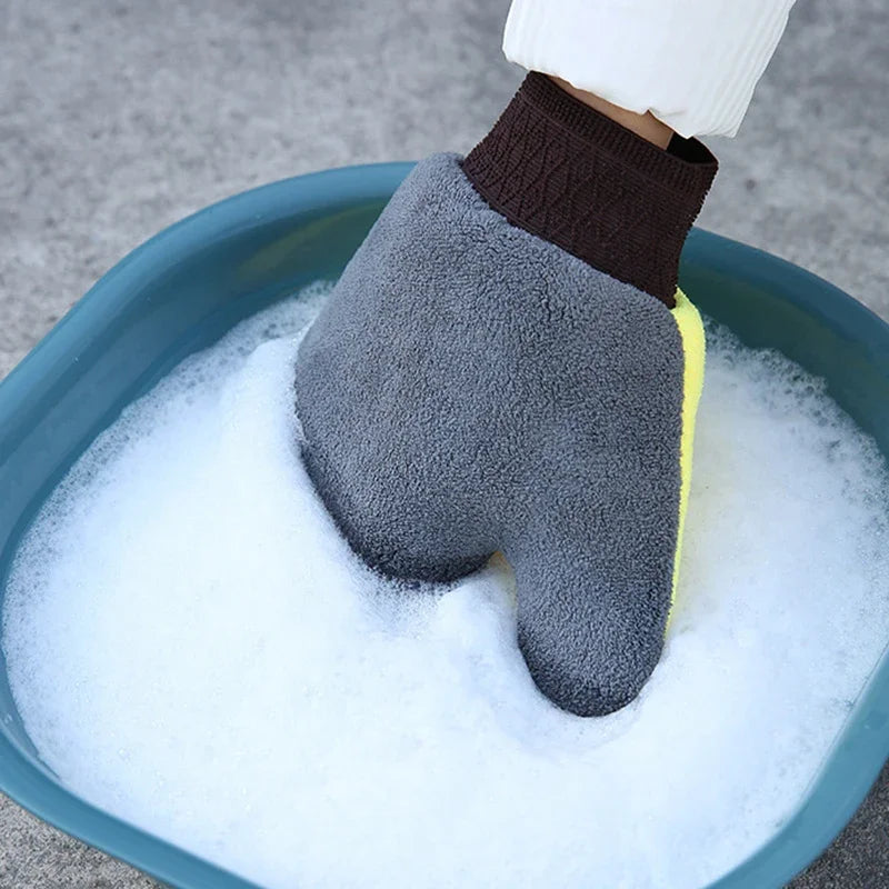 Car Washing Gloves Microfiber Coral Velvet Strong Water Absorption Body Cleaning Glove Double Sided Thickened Duster Clean Tools
