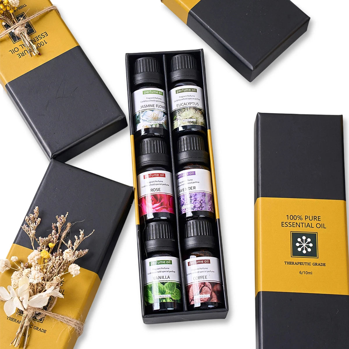 6pcs/set 10ml/bottle Essential Oil Natural Plant Water-soluble Aromatherapy Humidifier Indoor Diffuser Massage Oil DIY Candle