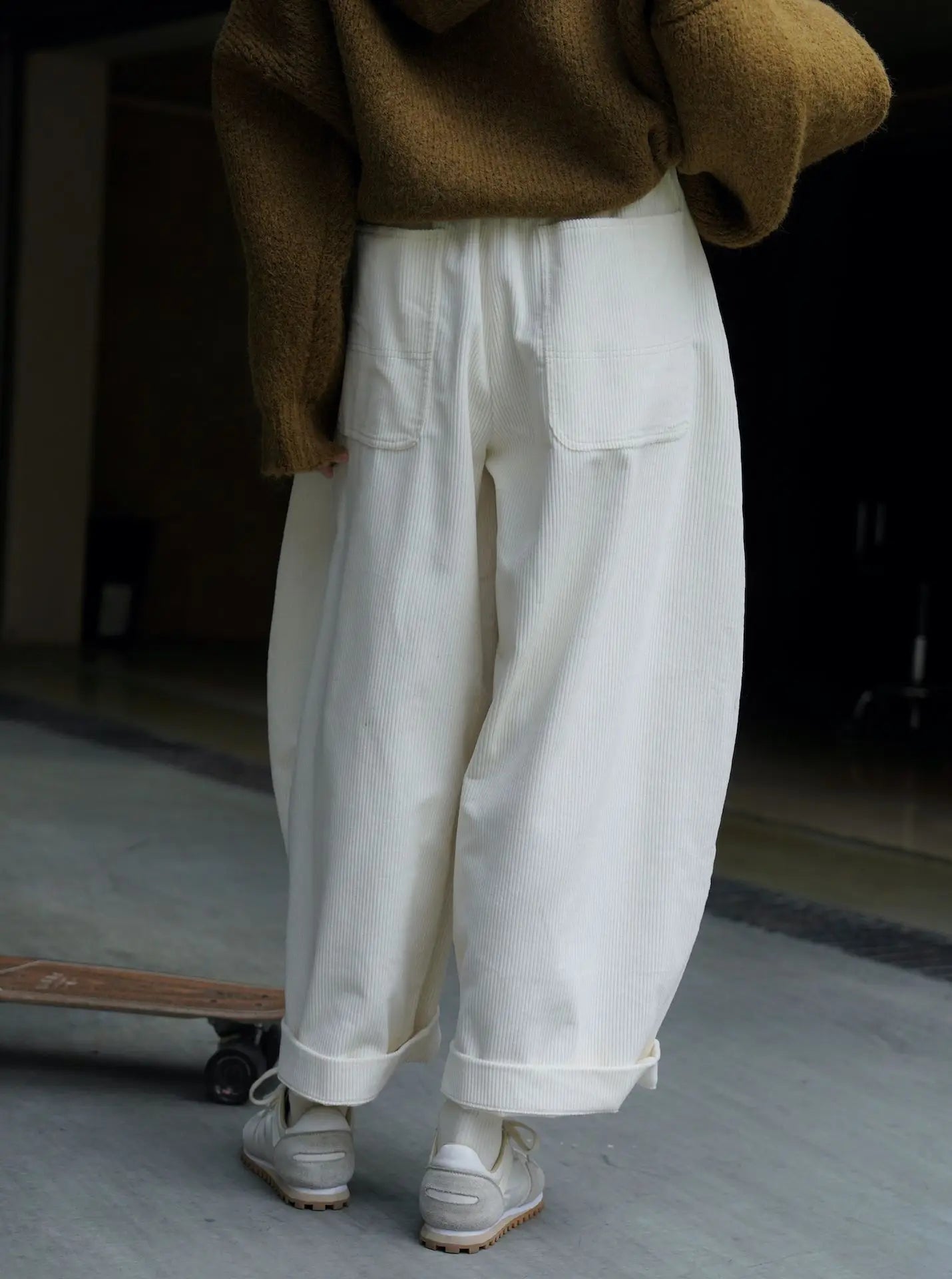 2025 Women Spring Fashion Big Wide Leg Pants Stretch High Waist Corduroy Pants Fashion Clothes 100% Cotton Pants Female Trousers