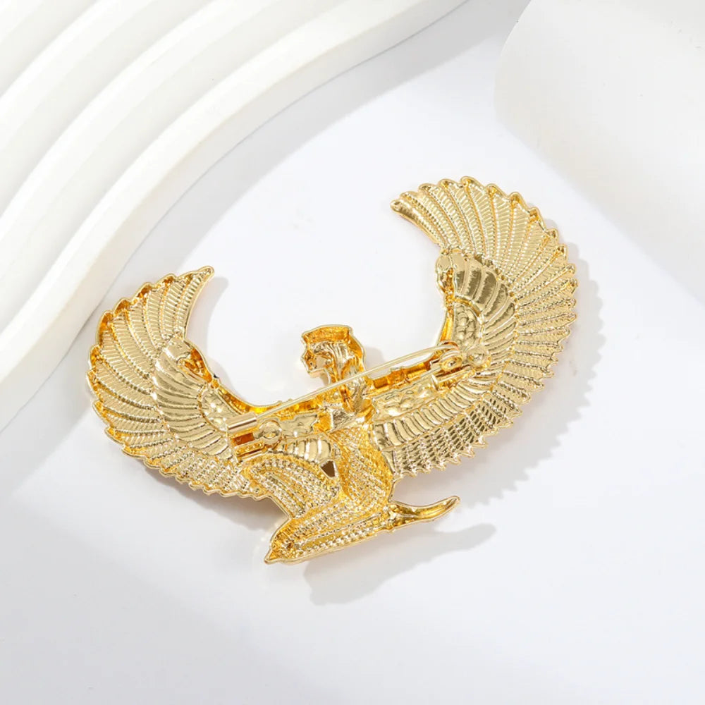 Egyptian Horus Eagle Brooch Gold Black Retro Exotic Style Pin Suits Coats Cultural And Creative Decorative Accessories