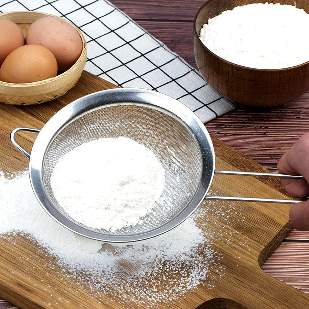 3pcs/set Stainless Steel Fine Mesh Strainers Multipurpose Flour Sifter For Baking With Handle Flour Sieve Sifter Baking Tools
