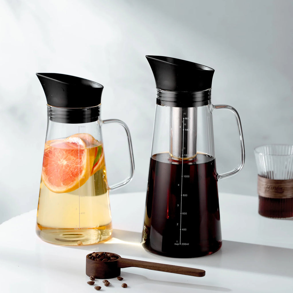 BINCOO 1500ML Cold Brew Coffee Maker with Removable Stainless Steel Filter, Home Cold Brew Coffee Iced Tea Maker & Fruit Pitcher