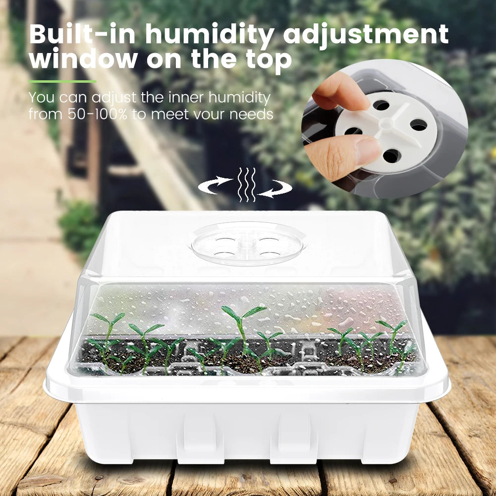 5Pcs Seed Propagator Tray Plastic Seedlings Trays with Transparent Cover Breathable Seedlings Germination Tray for Garden Indoor
