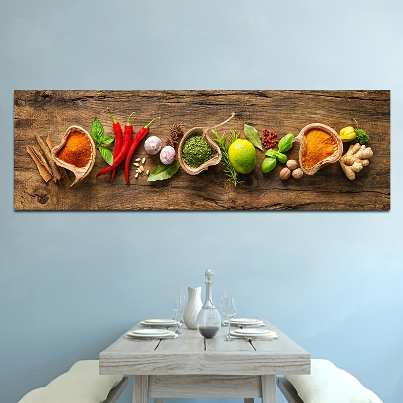 2D Flat, 1pc Frameless Grains Spices Spoon Peppers Canvas Painting Kitchen Decoration Posters Prints for Dining Room Wall Art Pictures Home Art Decor No Frame