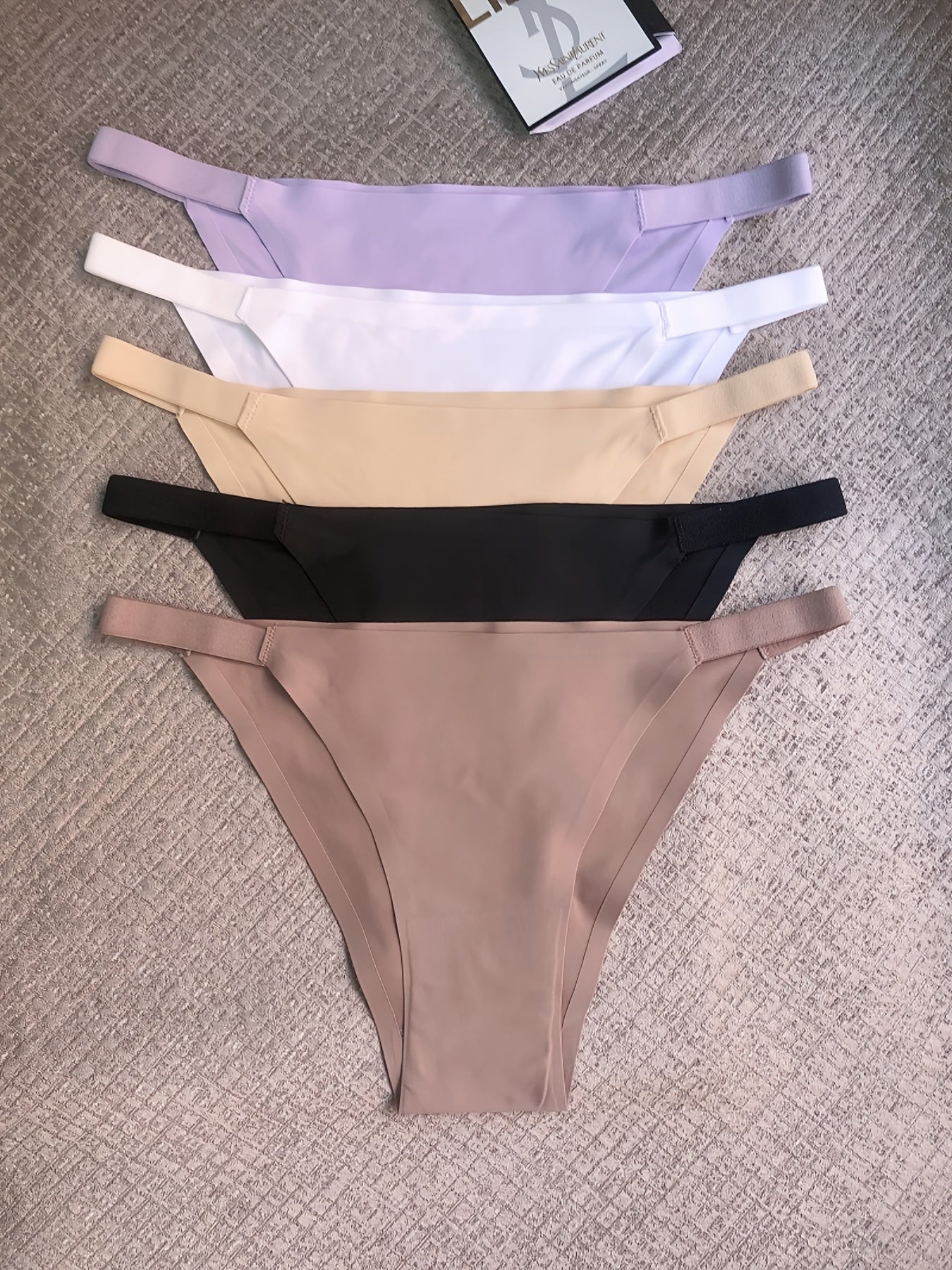 5pcs Women's Low-Rise Bikini Underwear - Solid Color Full Coverage Triangle Briefs with Low-Rider Waistband, Non-Sheer Sexy Panties for Gym, Yoga, Casual Attire (Multicolor Pack)