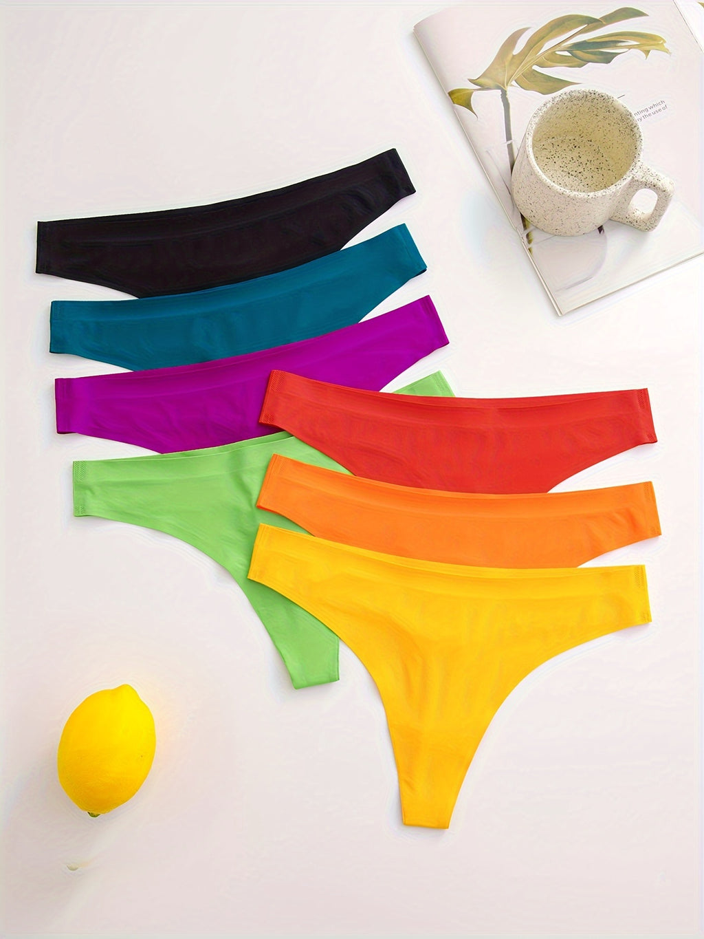 7P7008# Thin Breathable Comfortable Seamless Low-Rise Thong Panties, Seven-Pack