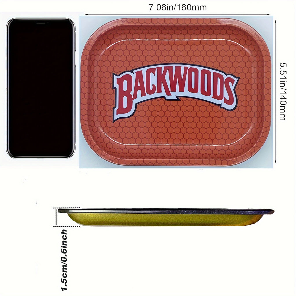Backwoods Mini Rolling Tray - 7X5.5 Inch Metal Cigarette Tray with Alien Design, Washable, Fruit Dessert Plate, Smoking Accessories Tray - 1pc