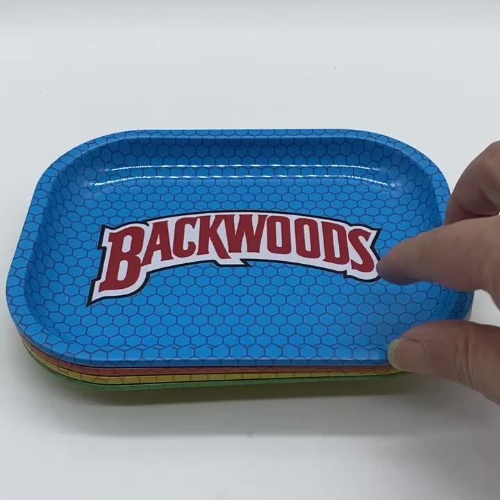 Backwoods Mini Rolling Tray - 7X5.5 Inch Metal Cigarette Tray with Alien Design, Washable, Fruit Dessert Plate, Smoking Accessories Tray - 1pc