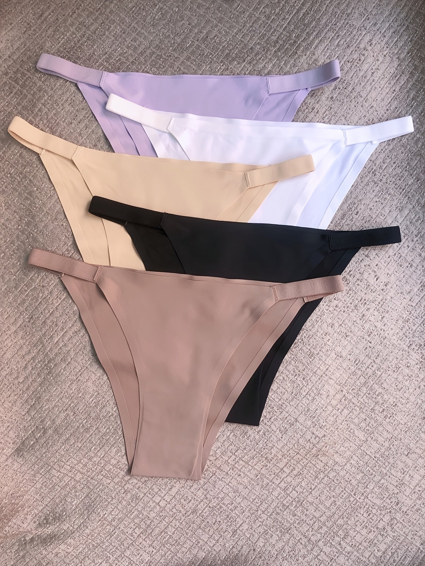 5pcs Women's Low-Rise Bikini Underwear - Solid Color Full Coverage Triangle Briefs with Low-Rider Waistband, Non-Sheer Sexy Panties for Gym, Yoga, Casual Attire (Multicolor Pack)