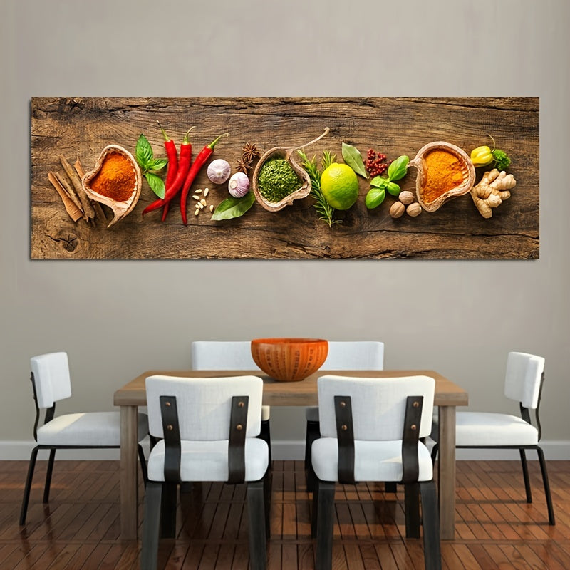 2D Flat, 1pc Frameless Grains Spices Spoon Peppers Canvas Painting Kitchen Decoration Posters Prints for Dining Room Wall Art Pictures Home Art Decor No Frame