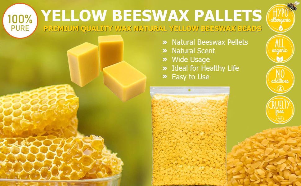1KG Pure Yellow Beeswax Pellets High-Quality Waxing Material for DIY Crafts Candle Making Clean-Burning Polishing Furniture Wax