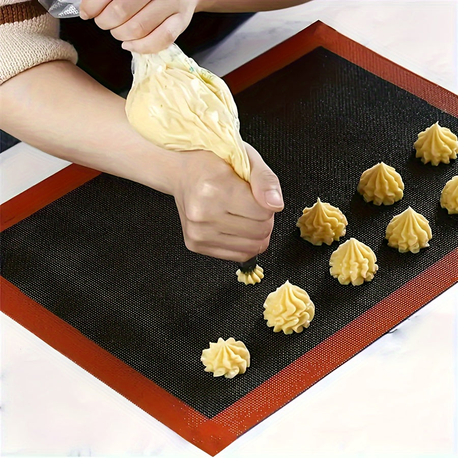 1pc, Silicone Baking Mat, Reusable Baking Mat, Barbecue Mat, Oven Liner Sheet, Cake Pan Mat, For Macaron, Cookie, Baking Tools, Kitchen Accessories, Home Kitchen Items