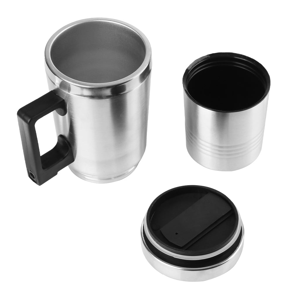 Electric Heating Car Kettle Stainless Steel 12V/24V 300ml Vehicle Heating Cup Camping Travel Kettle