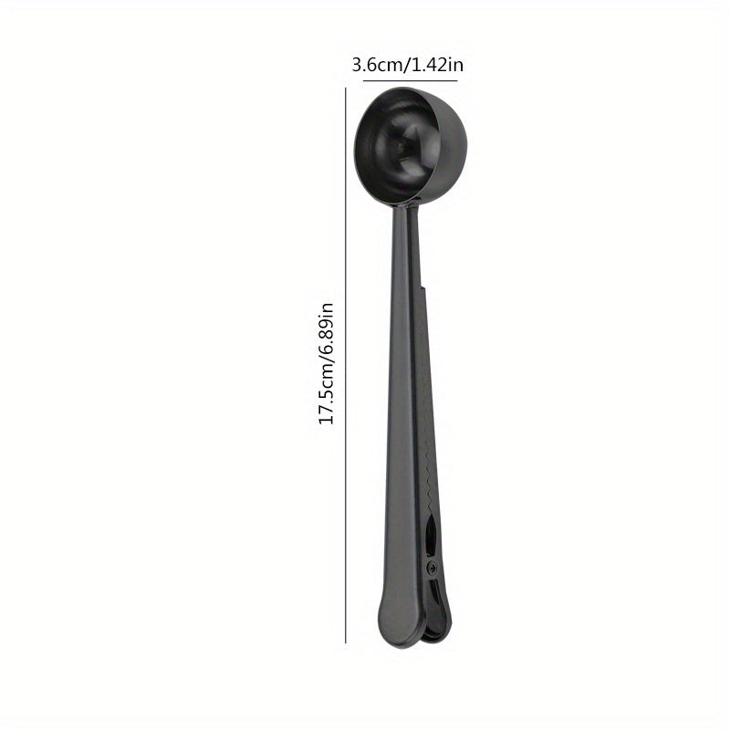 1pc Coffee Scoops With Bag Clip, 2 In 1 Stainless Steel Measuring Spoon, Sealing Clamps, Multifunctional Milk Powder Scoop With Sealing Clip, Kitchen Accessories