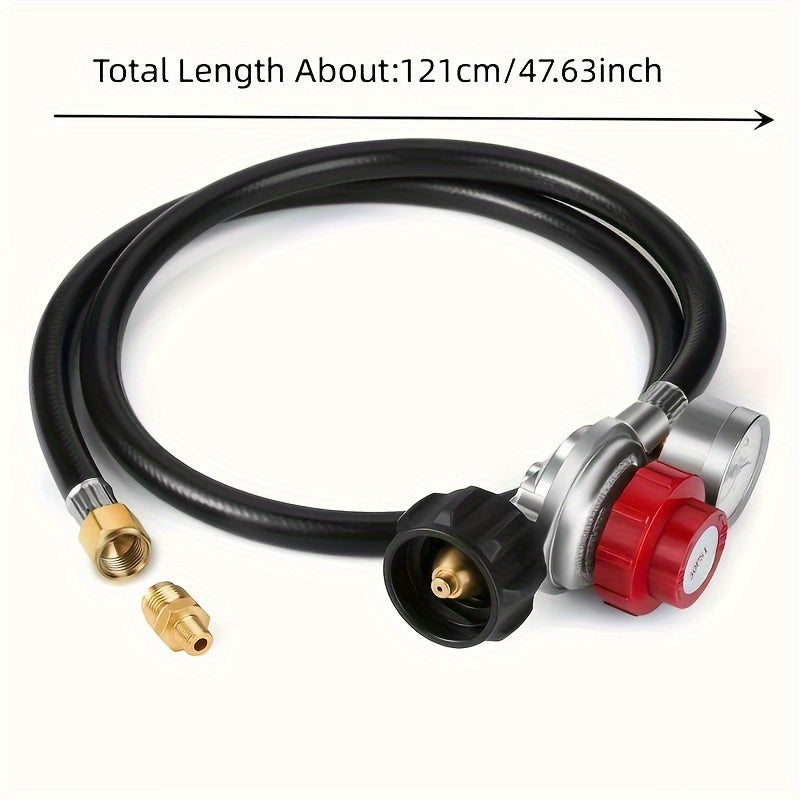 4FT Propane Gas Tube with Adjustable Pressure Reducer & Precision Meter - Safe Kitchen Upgrade for QCC1 Type Connections, 0-30PSI