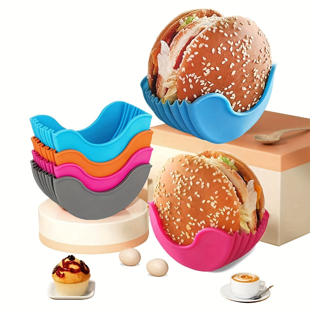 1pc/4pcs Reusable Expandable Hamburger Rack, Silicone Rack, Hamburger Tool Rack, Storage Rack, Kitchen Storage Box Use this expandable silicone burger rack to make delicious burgers easier!