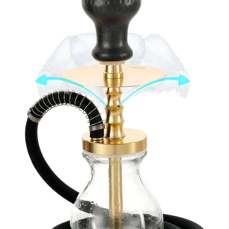 Complete Portable /Shisha Smoking Set with Glass Vase, Aluminum Chameleon Hose, PS Bowl & Tongs/Mouth Tips - All-in-One Narguile for Shisha Smoking Accessories,, Parties, Outdoor Use - Ideal for Shisha Lovers Gift