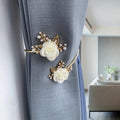 1pc Elegant Metal Faux Pearl Curtain Holdback with Three-dimensional Flower Design - Perfect for Bedroom, Office, Kitchen, Living Room, and Study - Adds a Touch of Luxury to Your Home Decor