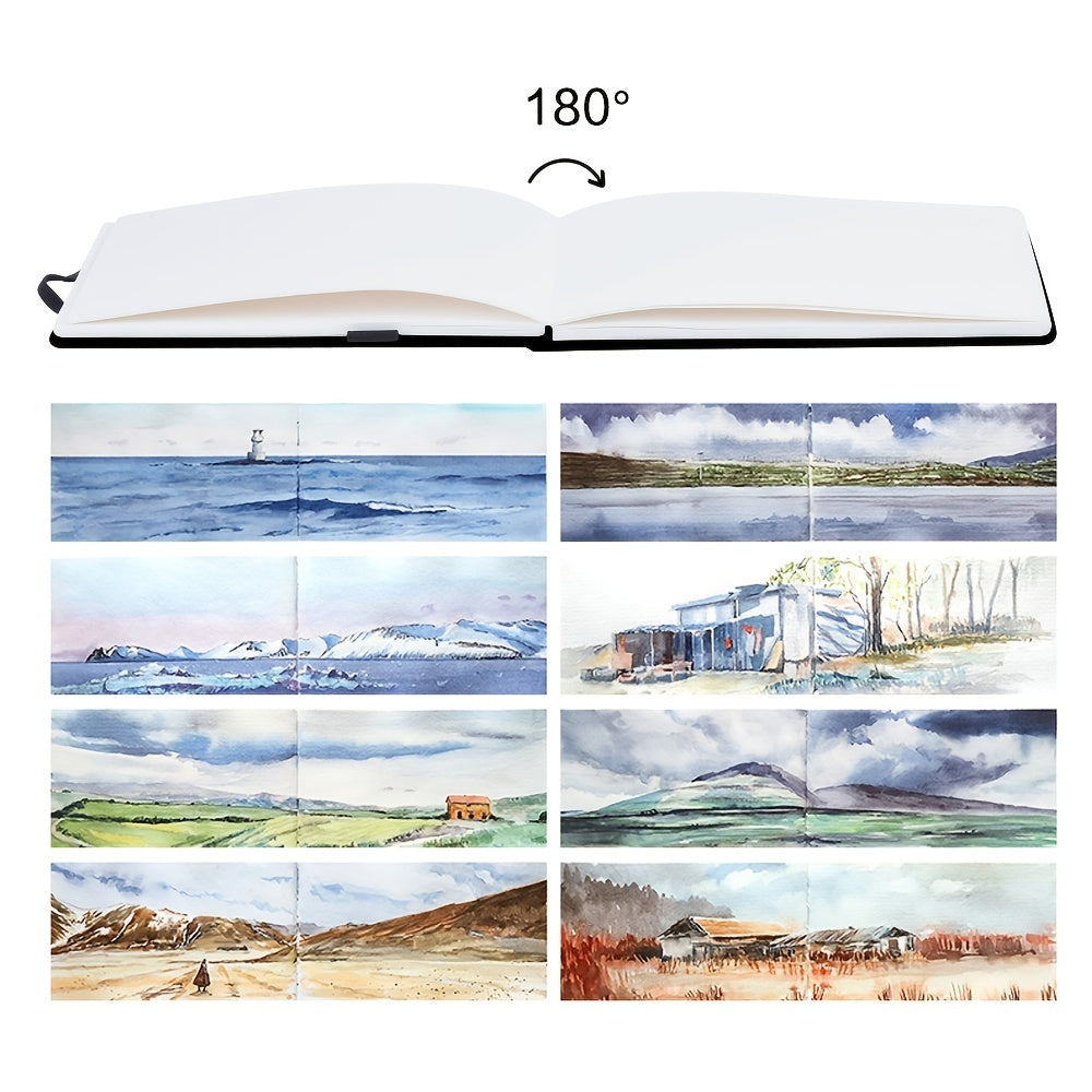 1pc Handmade Watercolor Book Travel Hand-painted Journal Student Art Painting Book Thickened Marker Pen Watercolor Sketchbook Small Beginner Blank Watercolor Paper