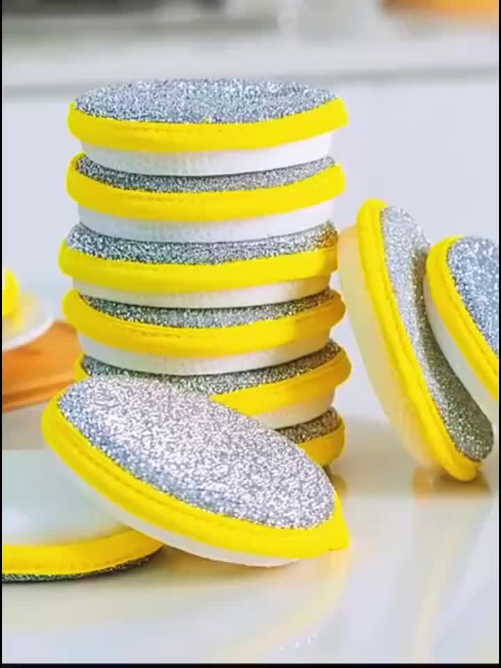 5/10pcs Double-Sided Dishwashing Sponges for Pots and Pans - Effortless Kitchen Cleaning with Durable Polyester Sponges