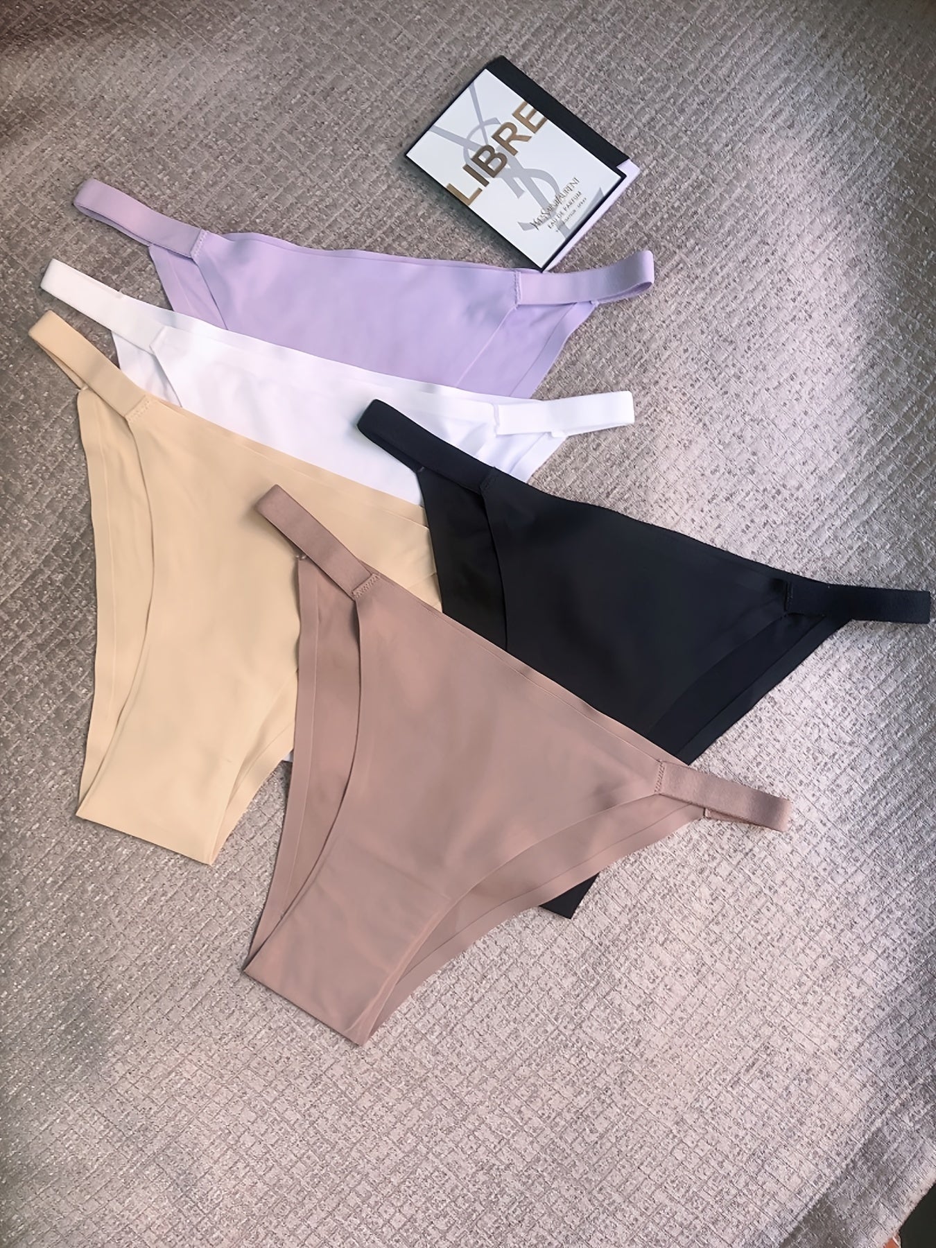 5pcs Women's Low-Rise Bikini Underwear - Solid Color Full Coverage Triangle Briefs with Low-Rider Waistband, Non-Sheer Sexy Panties for Gym, Yoga, Casual Attire (Multicolor Pack)