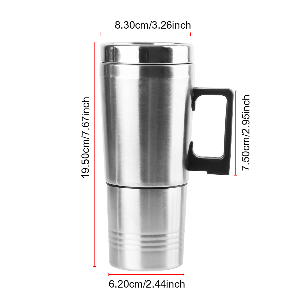 Electric Heating Car Kettle Stainless Steel 12V/24V 300ml Vehicle Heating Cup Camping Travel Kettle
