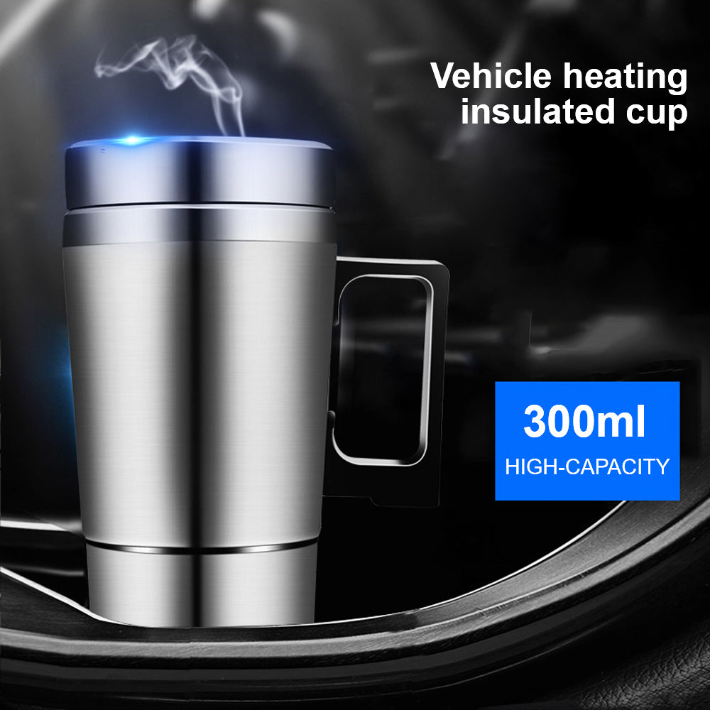 Electric Heating Car Kettle Stainless Steel 12V/24V 300ml Vehicle Heating Cup Camping Travel Kettle